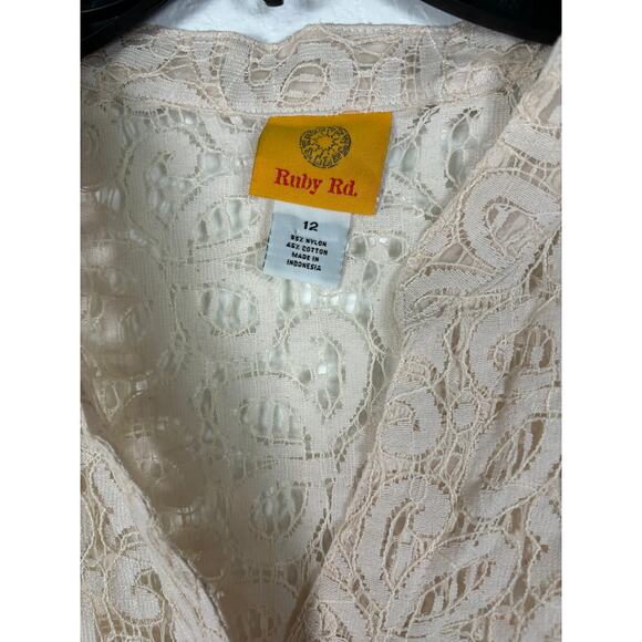 Ruby Rd. Women's Cream Lace Cardigan - Picture 2 of 3